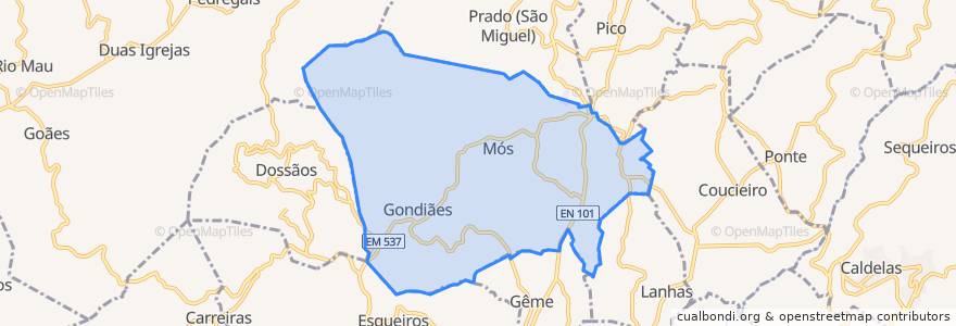 Mapa de ubicacion de Pico de Regalados, Gondiães e Mós.