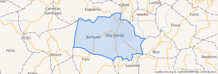 Mapa de ubicacion de Vila Verde e Barbudo.