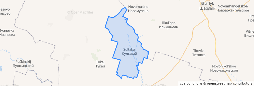 Mapa de ubicacion de Султакаевский сельсовет.