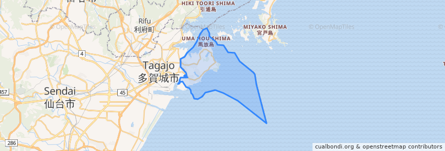 Mapa de ubicacion de 七ヶ浜町.