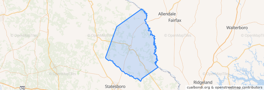 Mapa de ubicacion de Screven County.