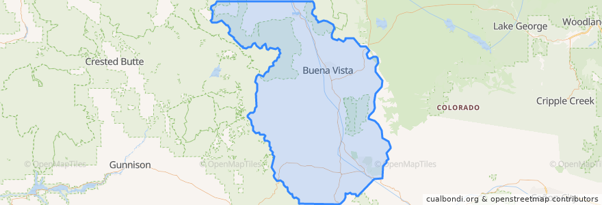 Mapa de ubicacion de Chaffee County.