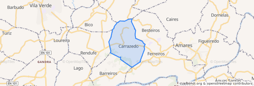 Mapa de ubicacion de Carrazedo.