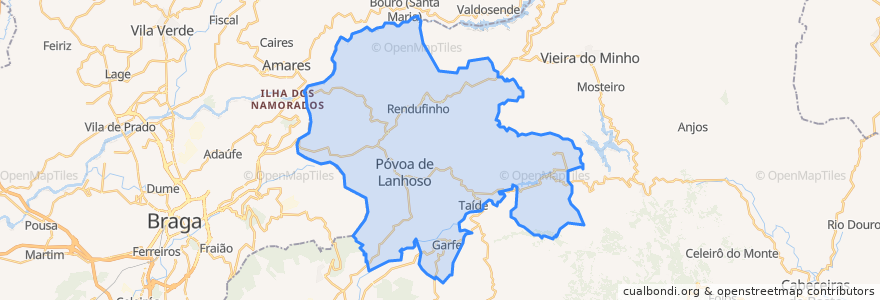 Mapa de ubicacion de Póvoa de Lanhoso.