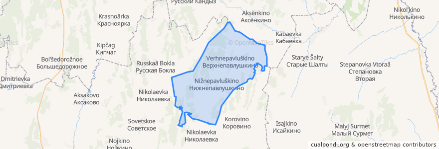 Mapa de ubicacion de Нижнепавлушкинский сельсовет.