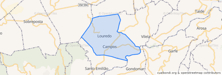 Mapa de ubicacion de Campos e Louredo.