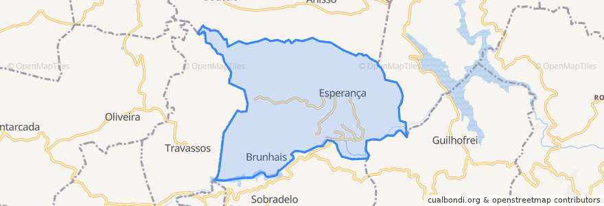 Mapa de ubicacion de Esperança e Brunhais.