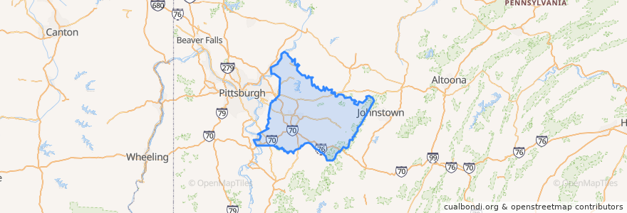 Mapa de ubicacion de Westmoreland County.