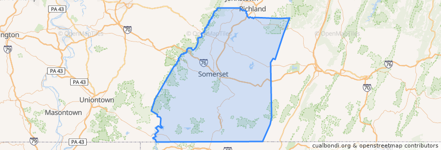 Mapa de ubicacion de Somerset County.