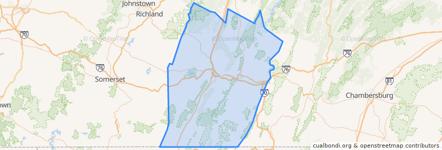Mapa de ubicacion de Bedford County.