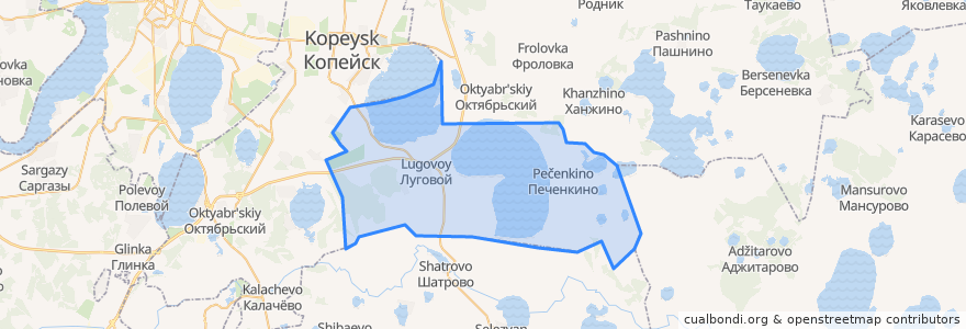 Mapa de ubicacion de Луговское сельское поселение.