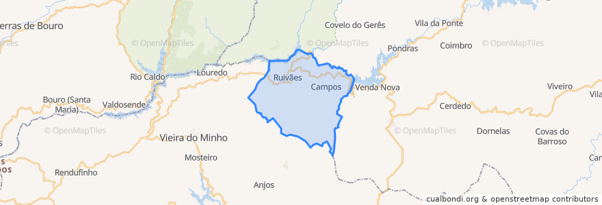 Mapa de ubicacion de Ruivães e Campos.