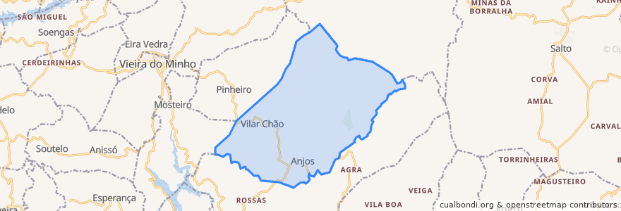 Mapa de ubicacion de Anjos e Vilar do Chão.