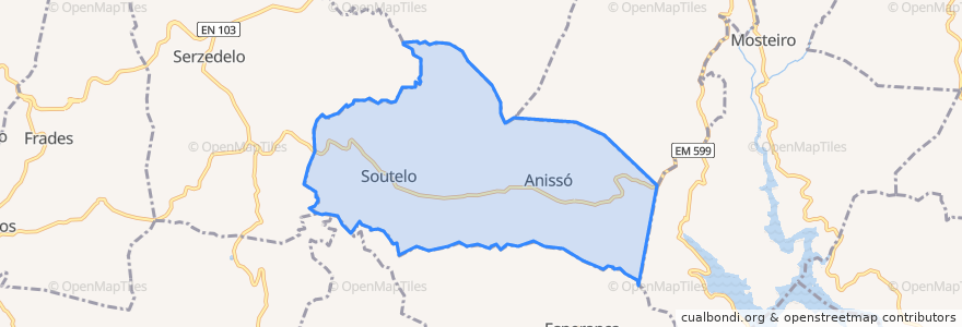 Mapa de ubicacion de Anissó e Soutelo.