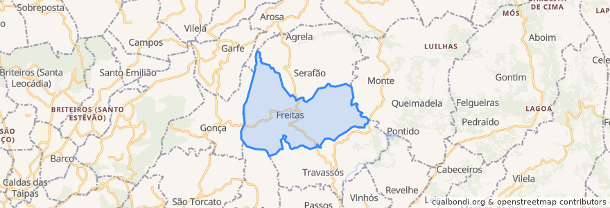 Mapa de ubicacion de Freitas e Vila Cova.