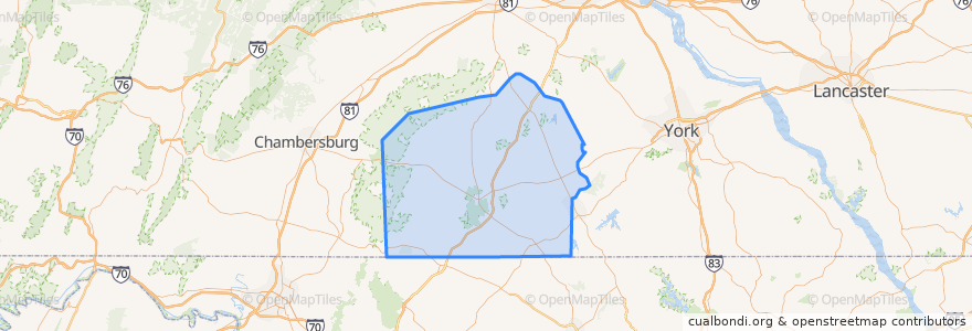 Mapa de ubicacion de Adams County.