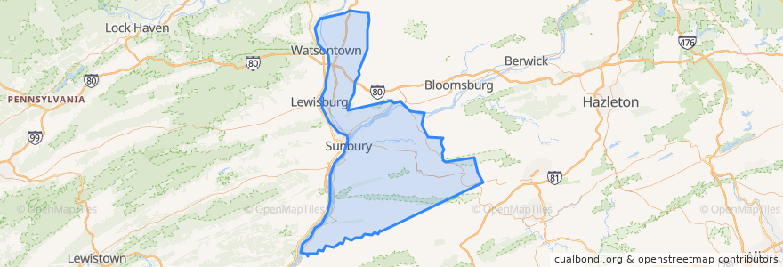 Mapa de ubicacion de Northumberland County.