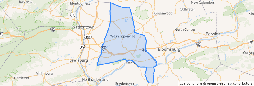 Mapa de ubicacion de Montour County.