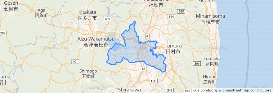 Mapa de ubicacion de 郡山市.