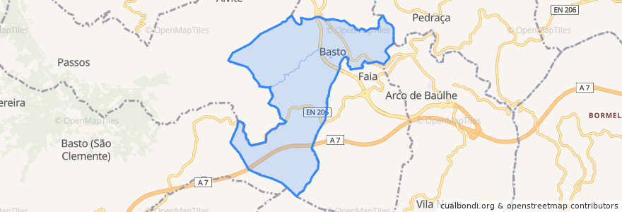 Mapa de ubicacion de Basto.