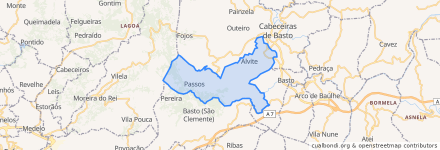 Mapa de ubicacion de Alvite e Passos.