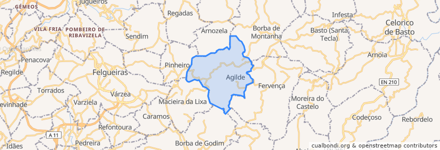 Mapa de ubicacion de Agilde.