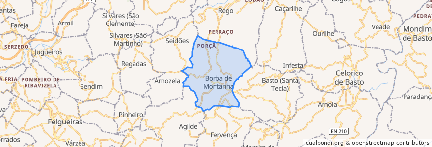 Mapa de ubicacion de Borba de Montanha.