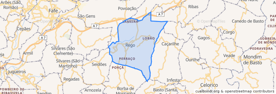 Mapa de ubicacion de Rego.