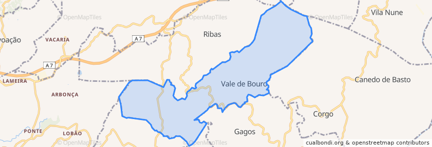 Mapa de ubicacion de Vale de Bouro.