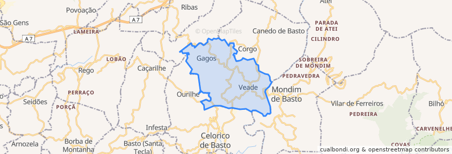 Mapa de ubicacion de Veade, Gagos e Molares.