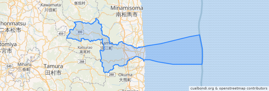 Mapa de ubicacion de 浪江町.