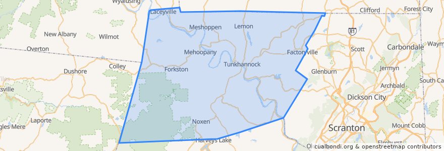 Mapa de ubicacion de Wyoming County.