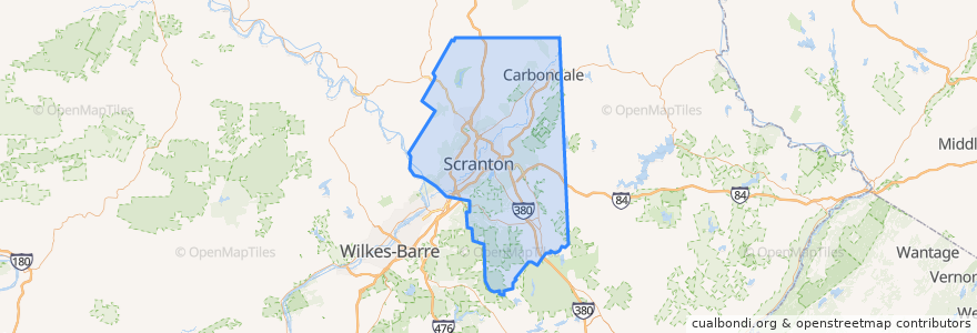 Mapa de ubicacion de Lackawanna County.