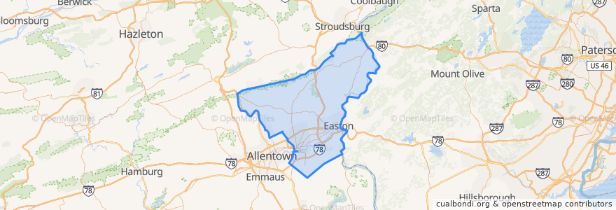 Mapa de ubicacion de Northampton County.
