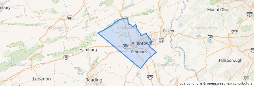 Mapa de ubicacion de Lehigh County.