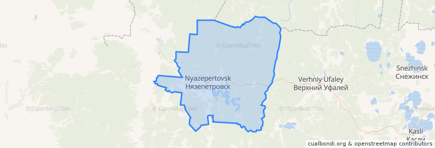 Mapa de ubicacion de Нязепетровское городское поселение.