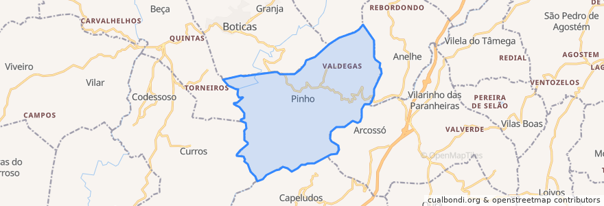 Mapa de ubicacion de Pinho.