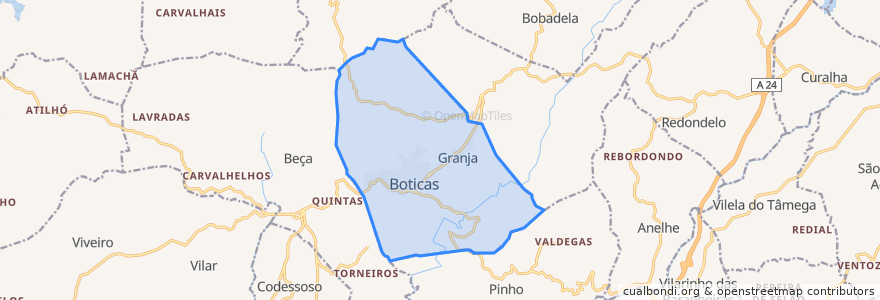 Mapa de ubicacion de Boticas e Granja.