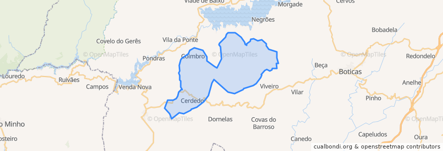 Mapa de ubicacion de Alturas do Barroso e Cerdedo.