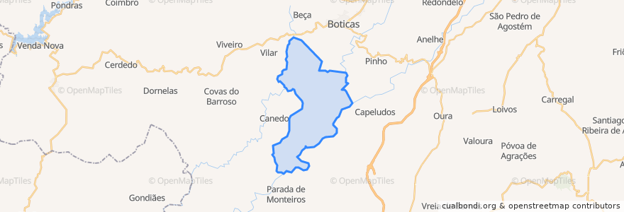 Mapa de ubicacion de Codessoso, Curros e Fiães do Tâmega.