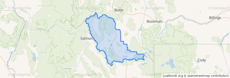 Mapa de ubicacion de Beaverhead County.