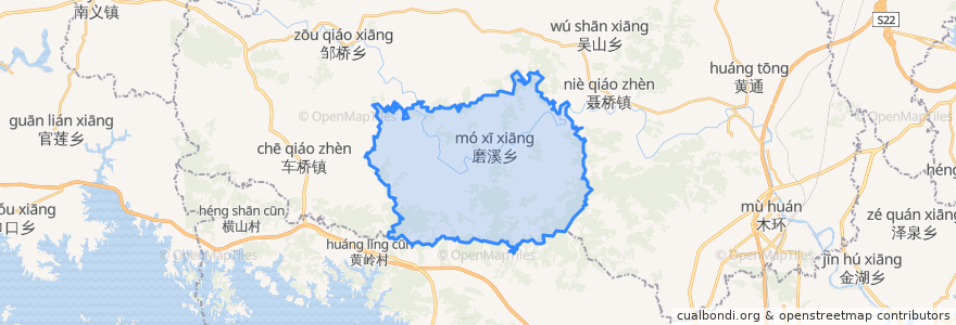 Mapa de ubicacion de 磨溪乡.