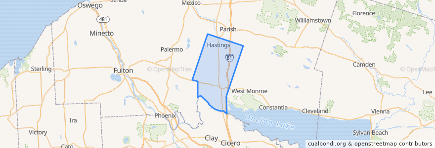 Mapa de ubicacion de Town of Hastings.