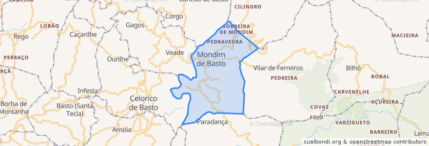 Mapa de ubicacion de São Cristóvão de Mondim de Basto.