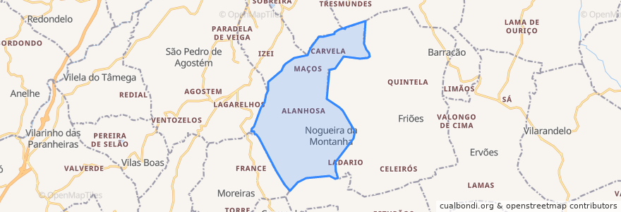 Mapa de ubicacion de Nogueira da Montanha.