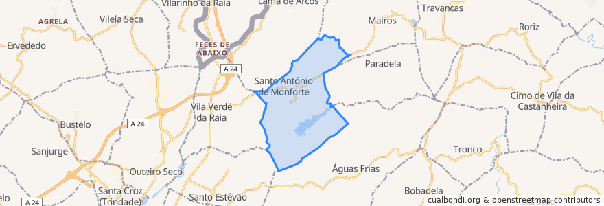 Mapa de ubicacion de Santo António de Monforte.