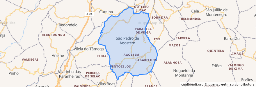 Mapa de ubicacion de São Pedro de Agostém.