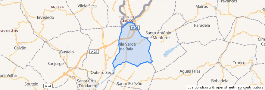 Mapa de ubicacion de Vila Verde da Raia.