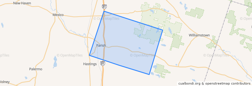 Mapa de ubicacion de Town of Parish.