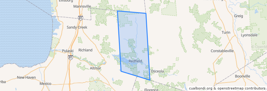 Mapa de ubicacion de Town of Redfield.